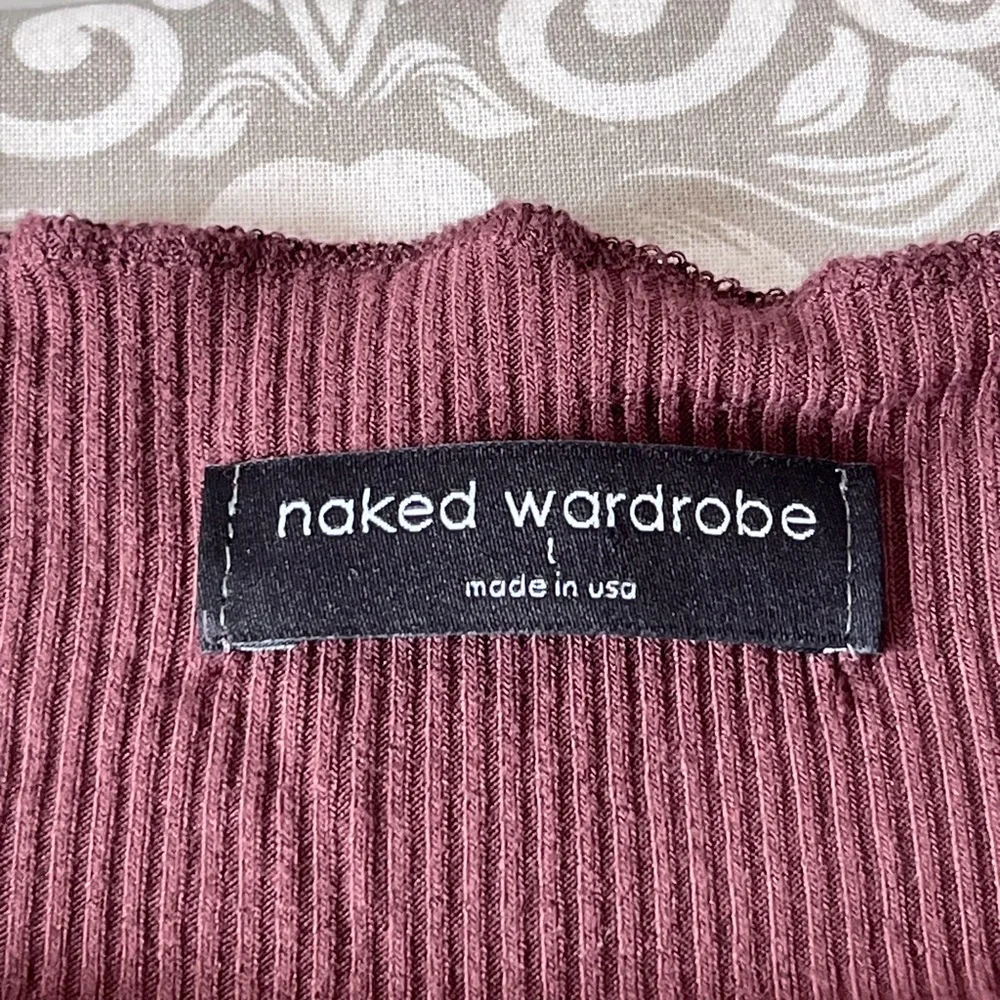 Naked Wardrobe Chocolate Brown Fine Ribbed Stretchy Bodysuit with Snaps - Picture 2 of 8